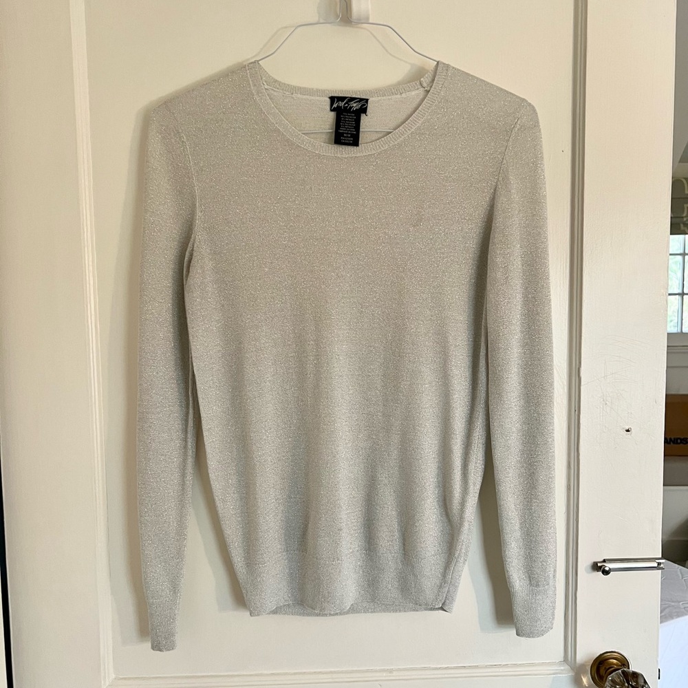 Silver shiny sweater. Lord and Taylor. GREAT CONDITION.  Worn only twice.
